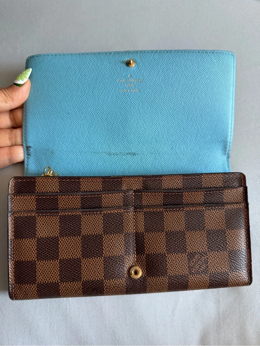 Louis Vuitton Turquoise Textured Leather Snap Wallet